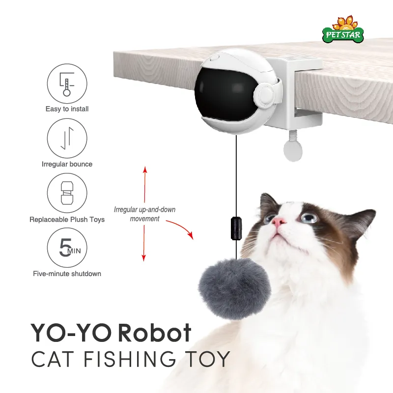Cat Ball Toy Smart Interactive Pet Kitten Fishing Yoyo Cat Electric Toys - PO-PE-0003 wholesale manufacturer