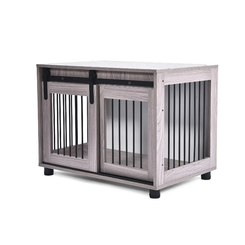 Custom Wooden Dog Crate Horizontal Sliding Door Kennel - PO-DP-0003 wholesale manufacturer