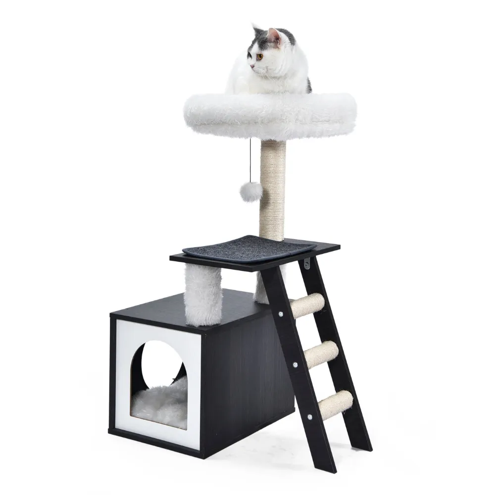 Step Ladder Cat Tree Modern Cat Climbing Tower with Removable Bed - PO-CT-0217 wholesale manufacturer