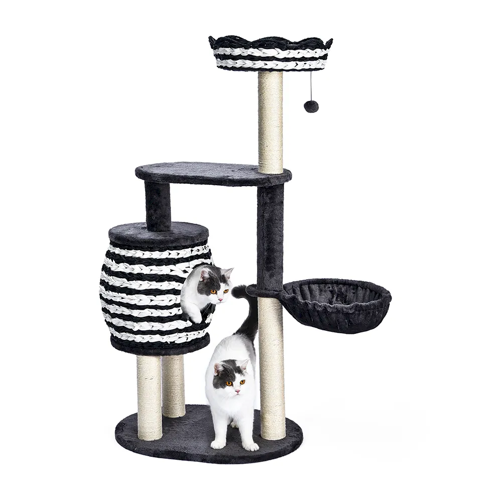 Sturdy Cat Tower Black Rattan Cat Scratching Post - PO-CT-0218 wholesale manufacturer