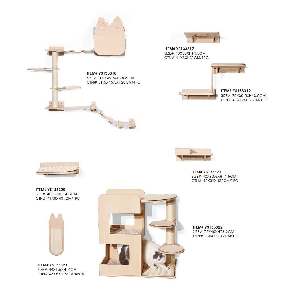 Wall Mounted Cat Shelves Furniture Wholesale Wall Climbing Frame Cat Tree Shelves - PO-CT-0225 wholesale manufacturer