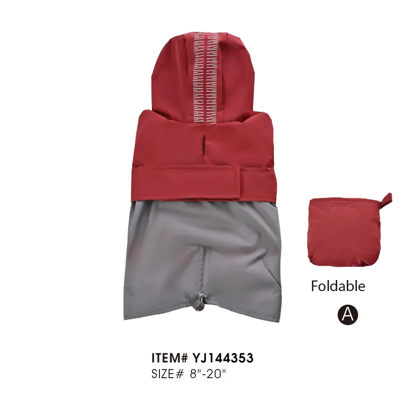 Water Resistant Foldable Dog Winter Coat Hooded Dog Raincoat Manufacturer PO-DA-0130 para venta mayorista B2B