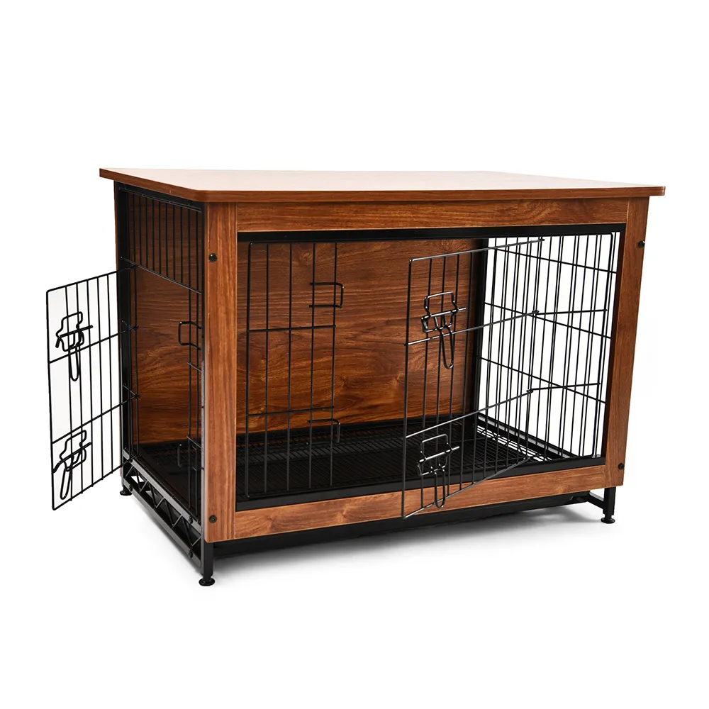 Wire Wooden Dog Cage With Removable Plastic Tray - PO-DP-0022 wholesale manufacturer