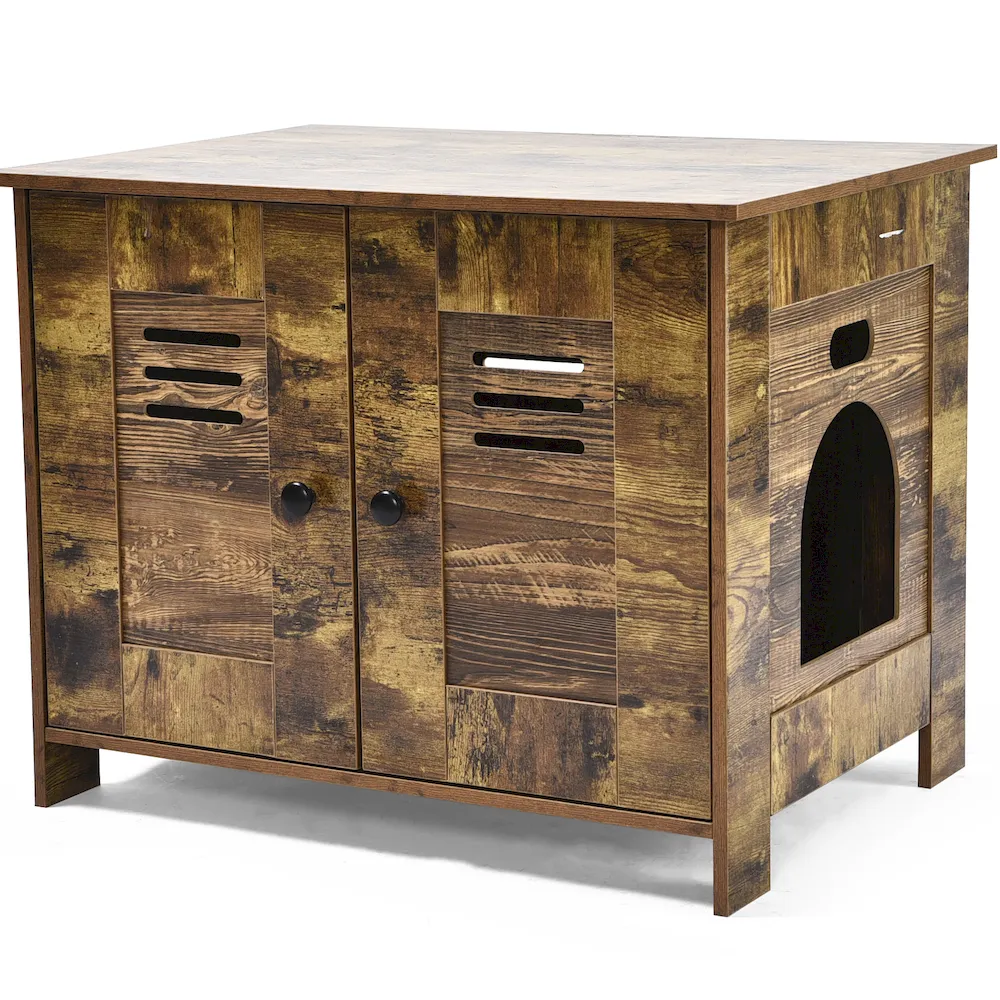 Wood Cat Condos Cat Tower With Storage Hidden Litter Box - PO-CT-0229 wholesale manufacturer