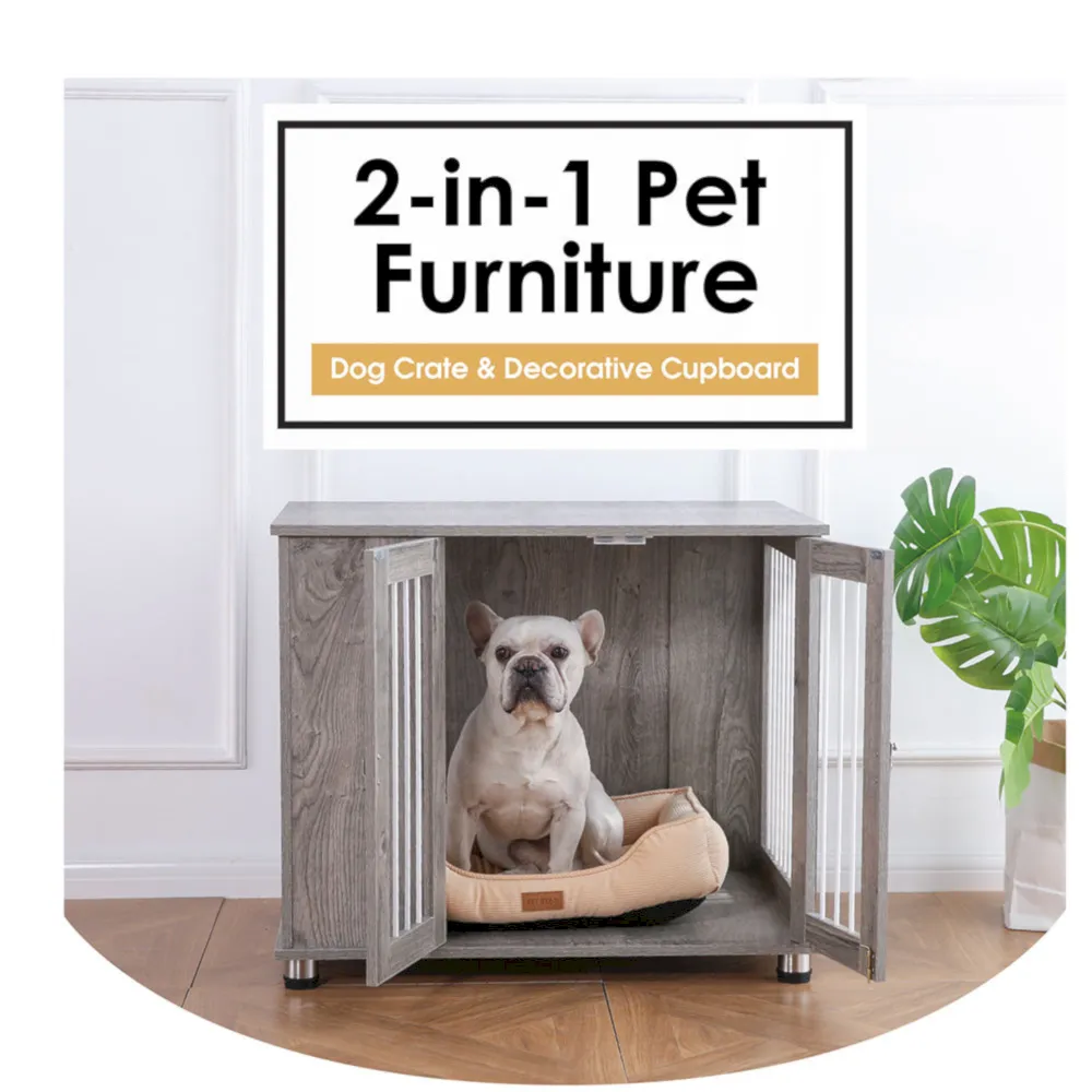 Wooden Dog Cages 2 In 1 Pet Furniture with Two Doors - PO-DP-0023 wholesale manufacturer
