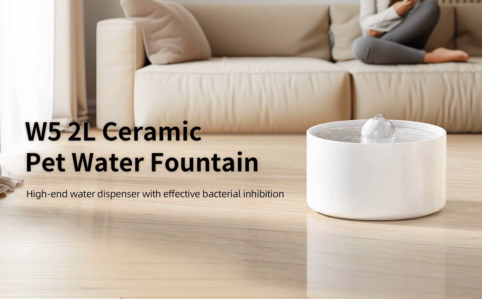 PETOEM W5 2L Ceramic Pet Water Fountain | Ultra-Quiet for Cats & Dogs - W5 wholesale manufacturer