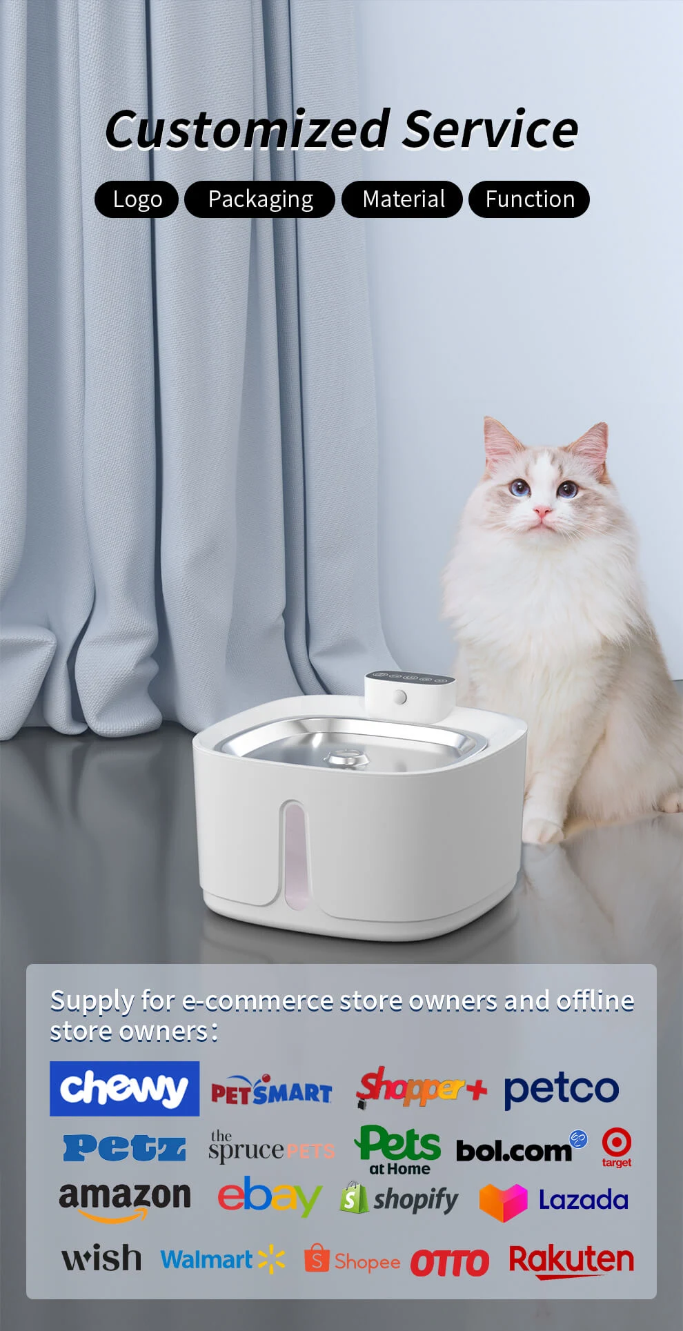 PETOEM W01SP 3.2L Stainless Steel Pet Water Fountain | Automatic Dog Cat - W01SP wholesale manufacturer
