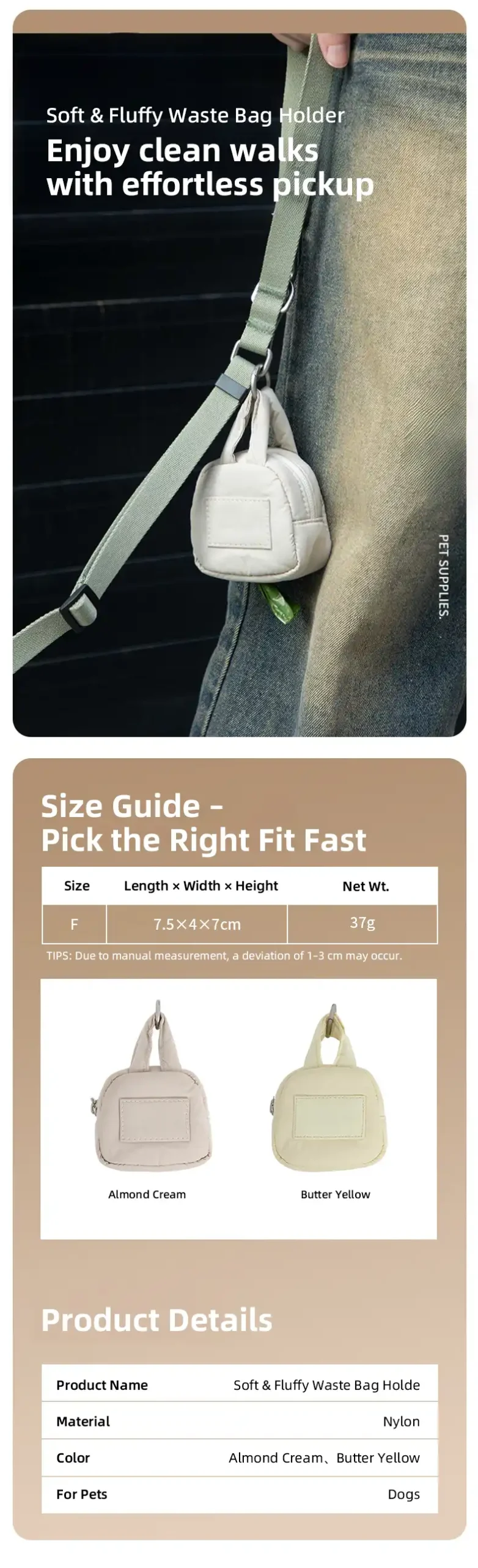 PETOEM NM-030005 Dog Waste Bag Holder | Portable Nylon Easy Clip-On Pouch for - NM-030005 wholesale manufacturer
