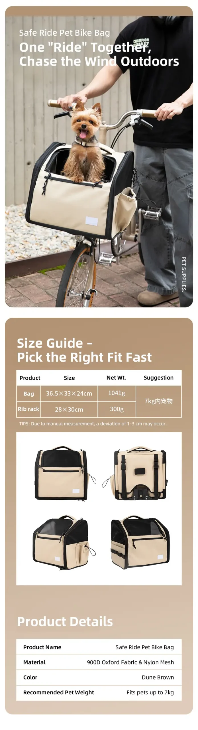 PETOEM NM-015072 Pet Front Bike Carrier Bag | Foldable, Breathable & Secure f - NM-015072 wholesale manufacturer