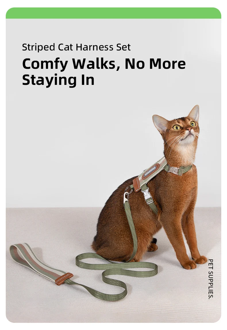PETOEM NM-024012 Stripe Cat Harness Set | Adjustable & Escape-Proof for Cats - NM-024012 wholesale manufacturer